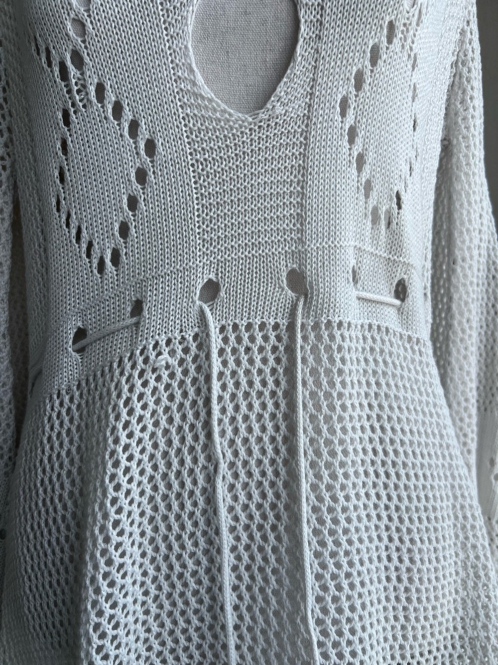 White Knit Beach Coverup Crochet Dress - Picture 4 of 8